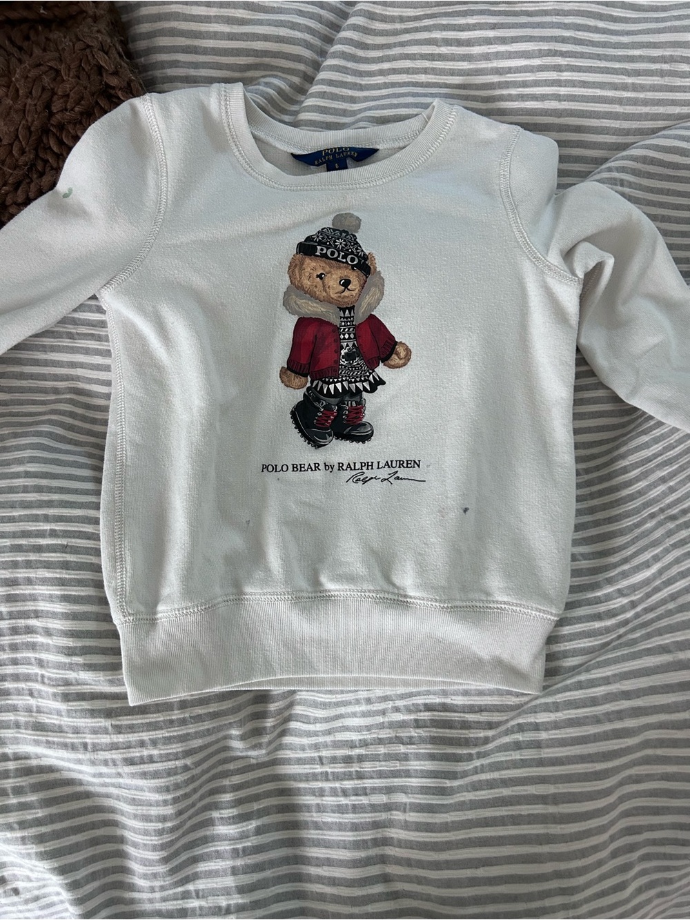 Ralph Lauren White Sweatshirt with Polo Bear Graphic